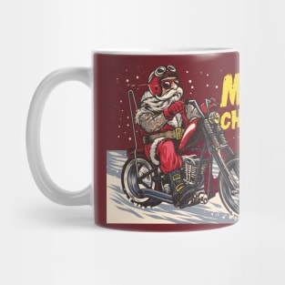 Hand drawn santa claus riding a chopper Mug